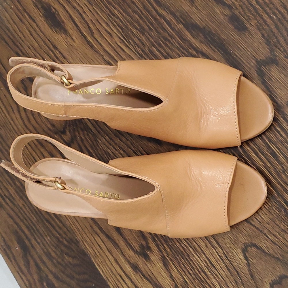 Franco Sarto Thalia leather slingback camel / tan  sandal